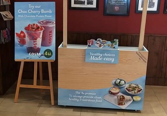 customised promotion stand Costa coffee